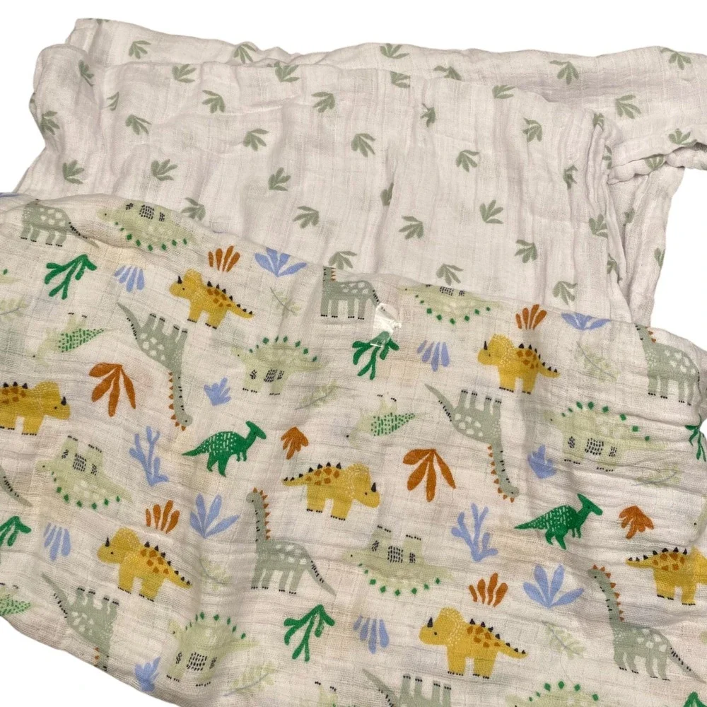 Kyle & Deena New York Muslin Swaddle Blankets Dinosaur Print 2-Pack 36